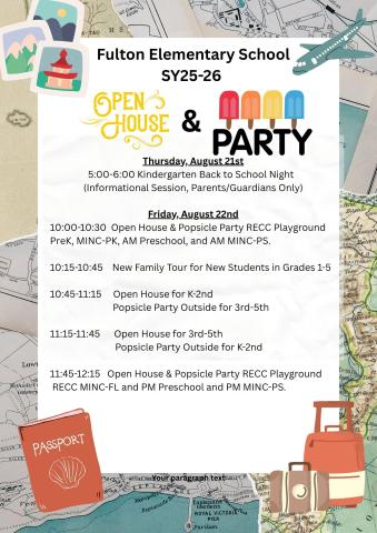 Open House and K Back to School Night Info